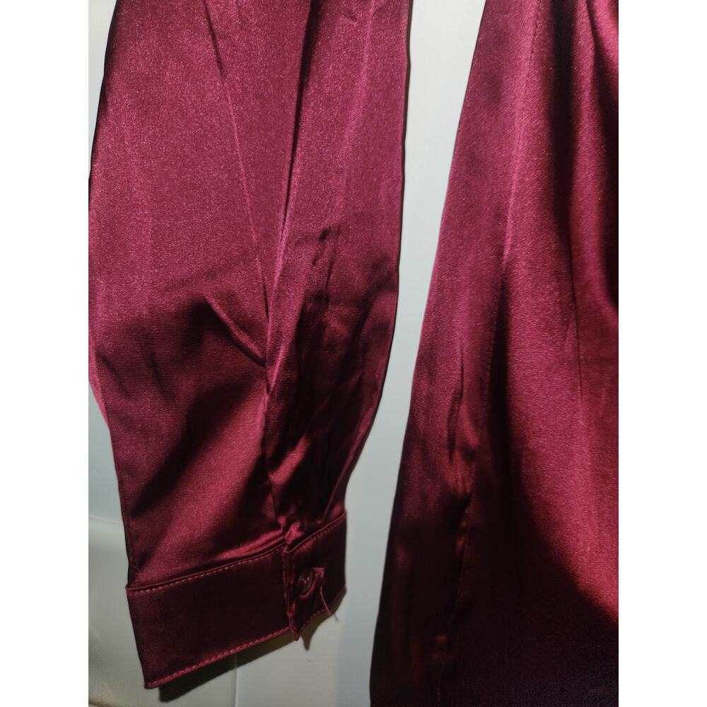 Fashion Nova NWT Sugar Free Burgundy Knotted Wrap Silky Dress Medium - Picture 2 of 12